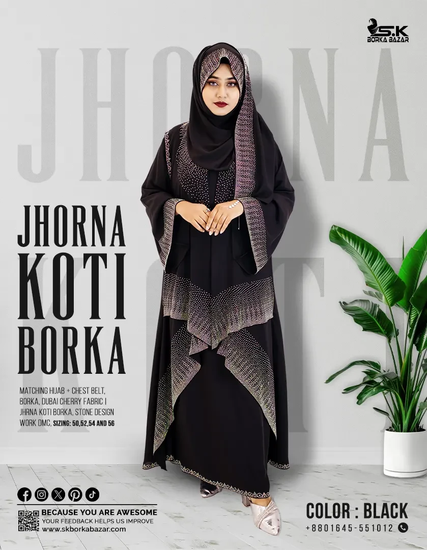 Jhorna Koti Borka - Black Grey